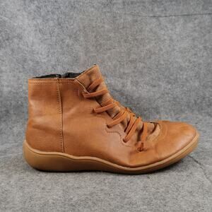 Casual Shoes Womens 10 Boots Ankle Bootie Sneaker Lightweight Brown Side Zip